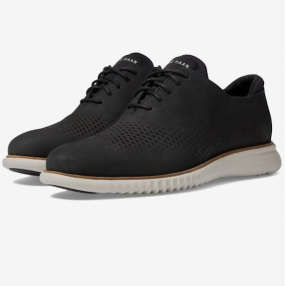 NWOB Men\'s Cole Haan 2.Zerogrand Laser Wingtip Oxford Shoes Black Size 13